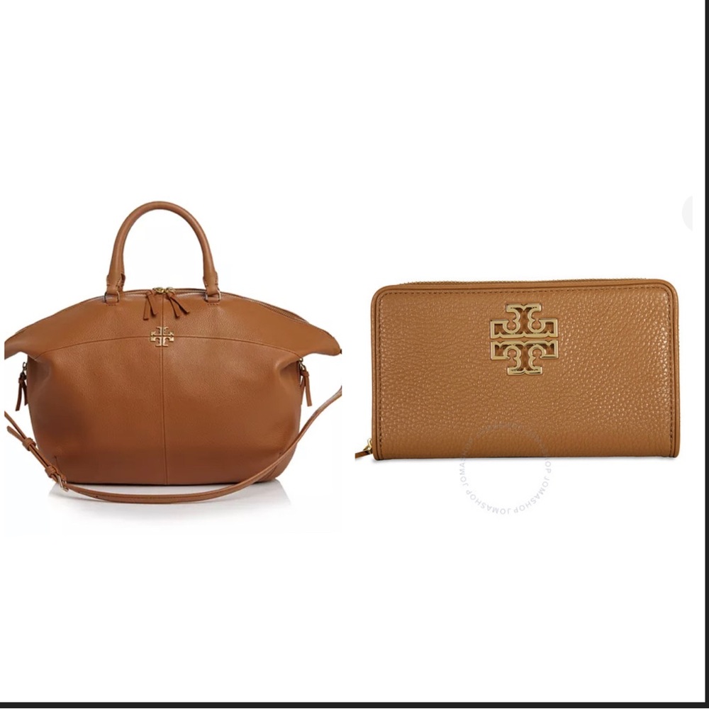 Tory Burch Ivy Slouchy Satchel AND Britten Zip Continental Wallet w/storage bag